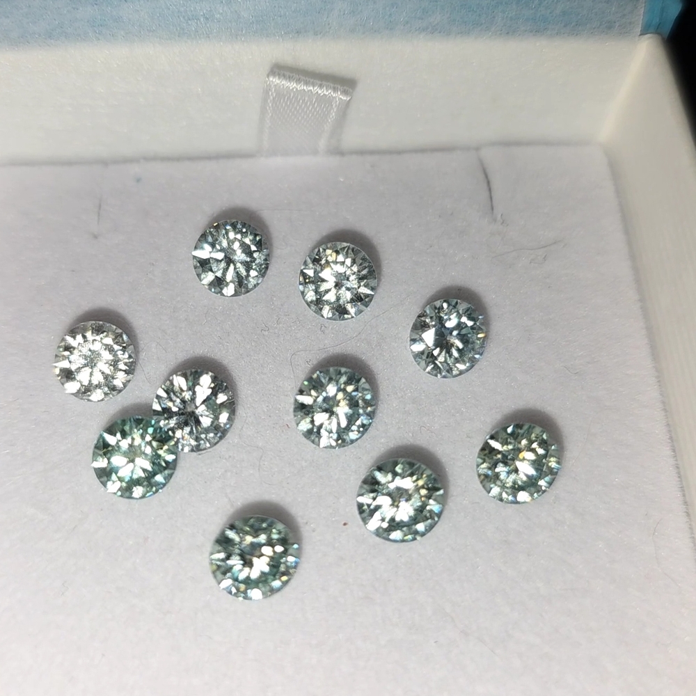 6.5mm 1ct Ice Blue Moissanite Stones (Lot Of 10)